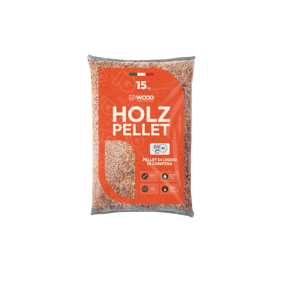 IG WOOD – Pellet 15 kg, 100% Abete, ENplus A1 - Bancale intero 75 sacchi